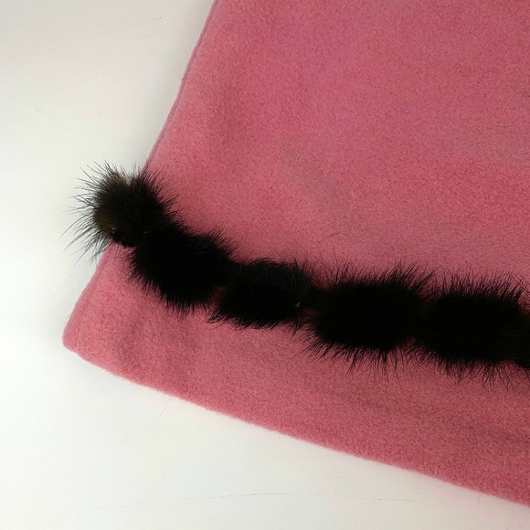 Skirtin Around Pink Wool Skirt with Fur Trim Size 4 - Fully Lined - Picture 2 of 5